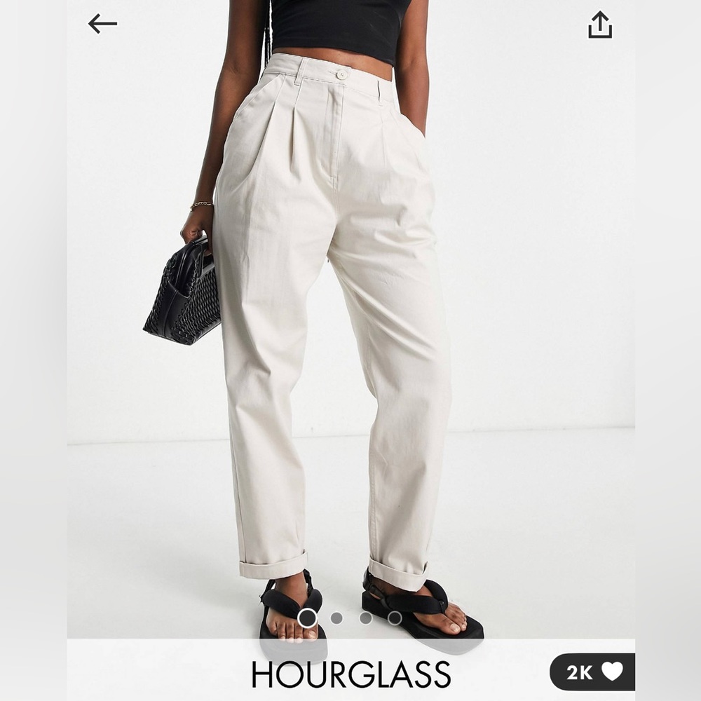 ASOS - Hourglass pleated trousers in light tan, very soft cotton stretch fabric